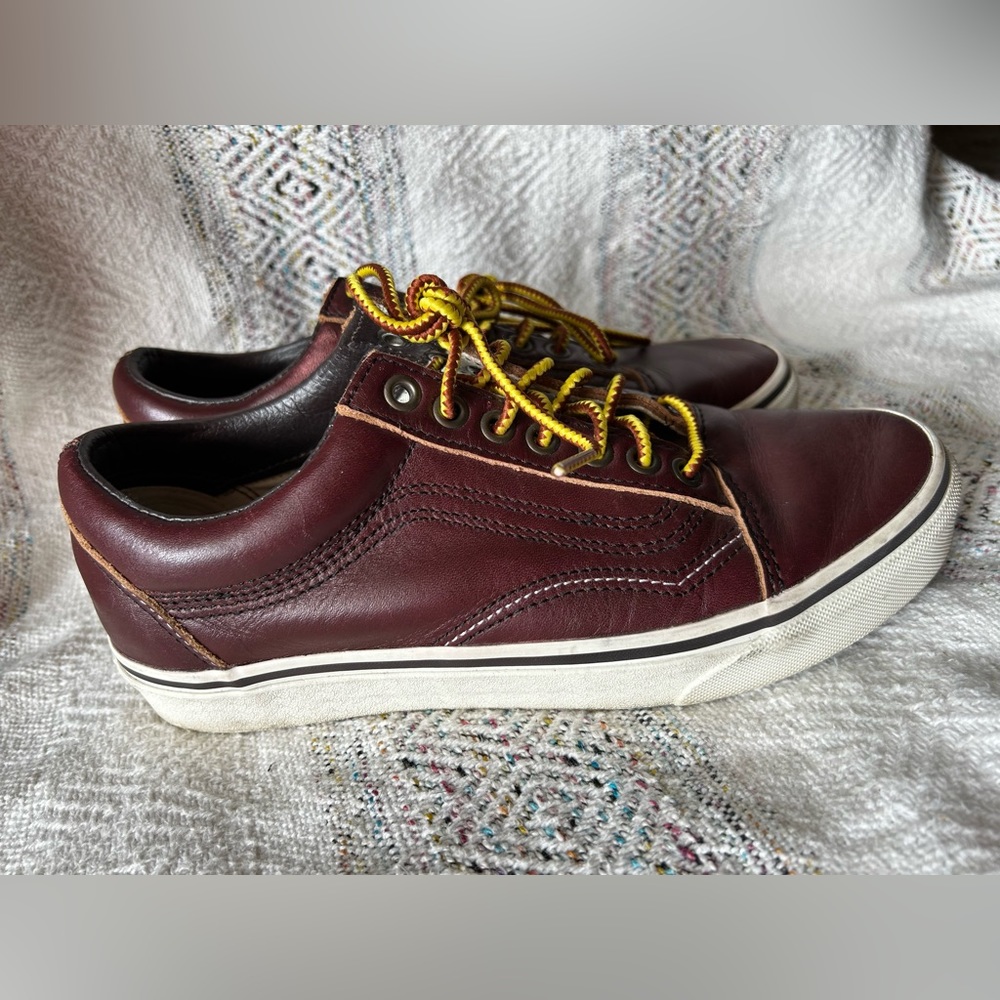 Leather vans. Size 8. Brown/maroon in color